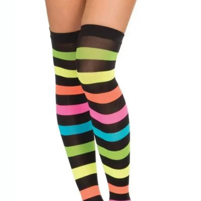 Forum Novelties 70955 Women Rainbow Club Candy Thigh Highs Striped Leg Stockings